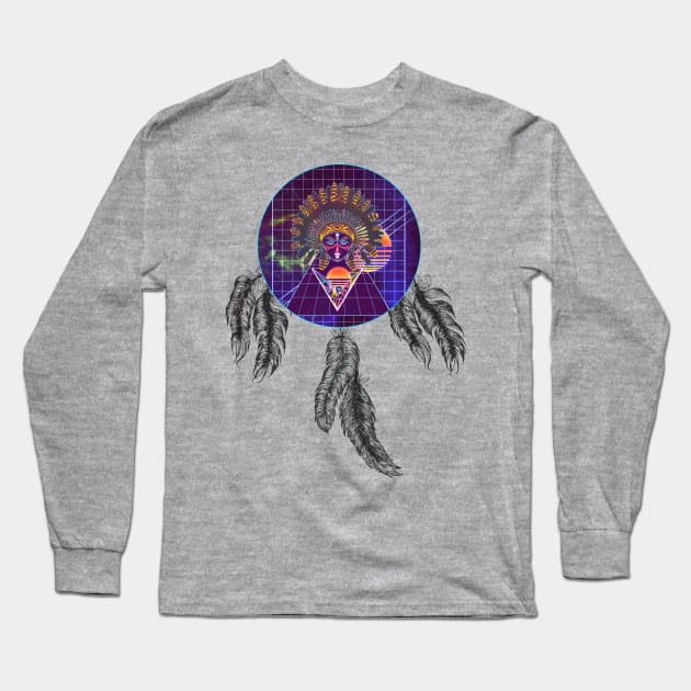 Futuristic indian girl in the dreamcatcher Long Sleeve T-Shirt by AnnArtshock